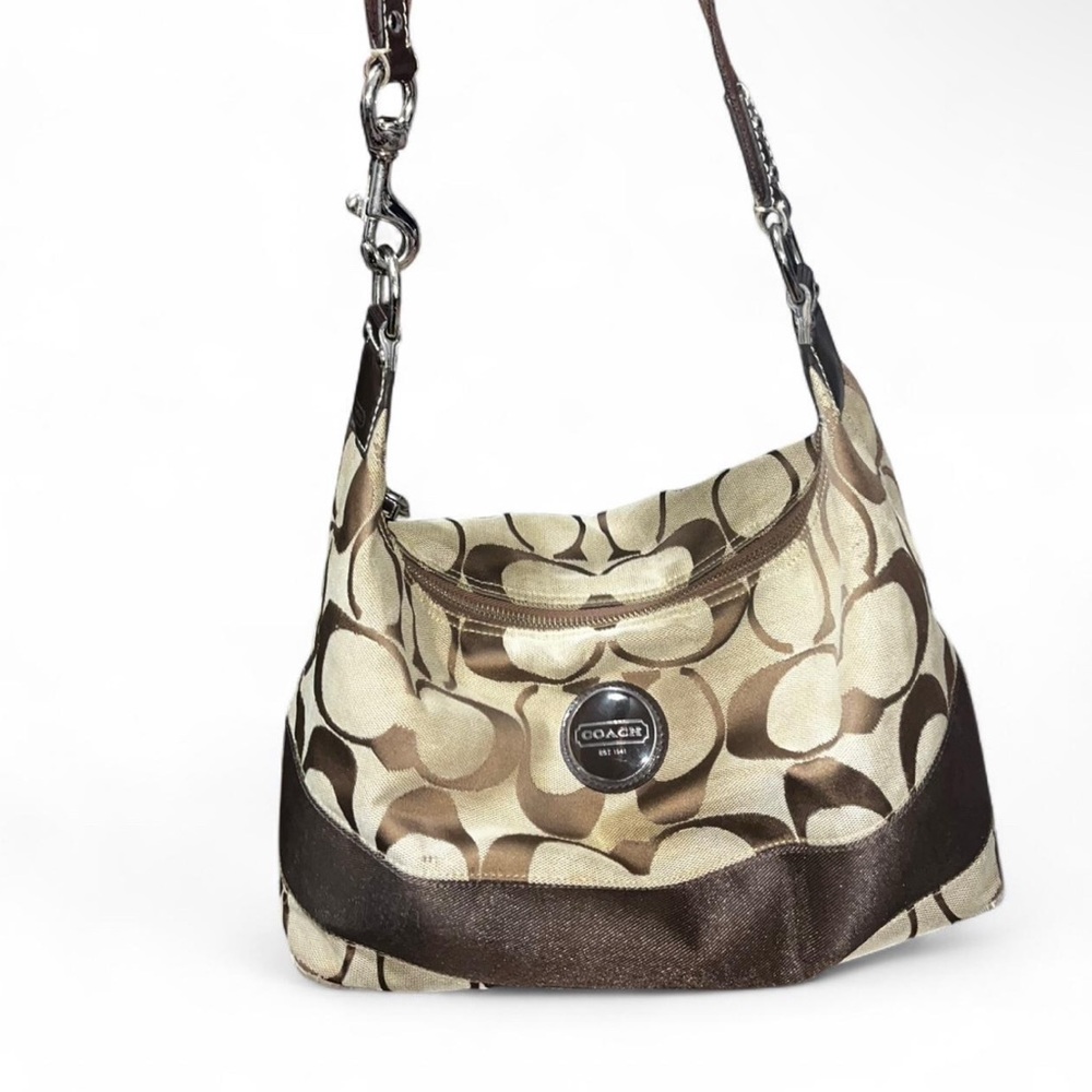 Coach Tan and Brown Shoulder Bag